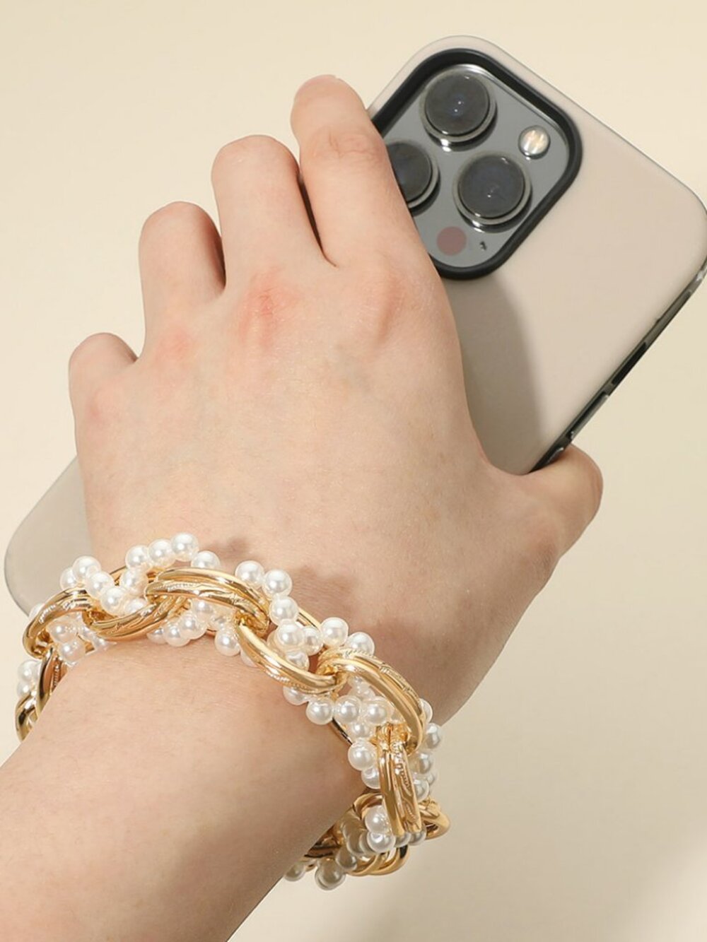 Pearl Chain Phone Holder Bracelet Wristlet Strap